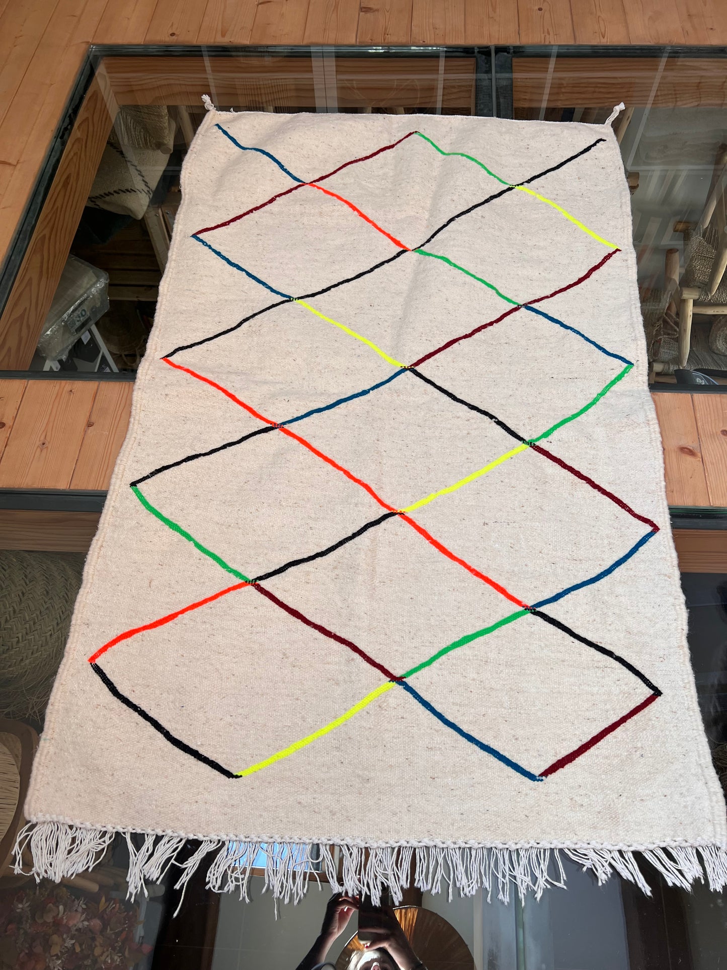 Tapis kilim coloré et crème 97/153cm