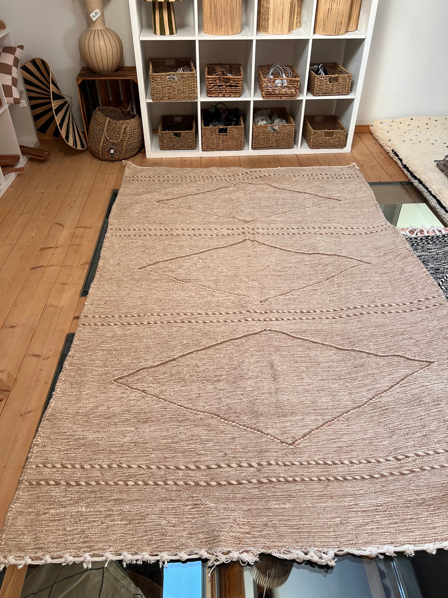 Tapis kilim M beige et blanc 158/247cm