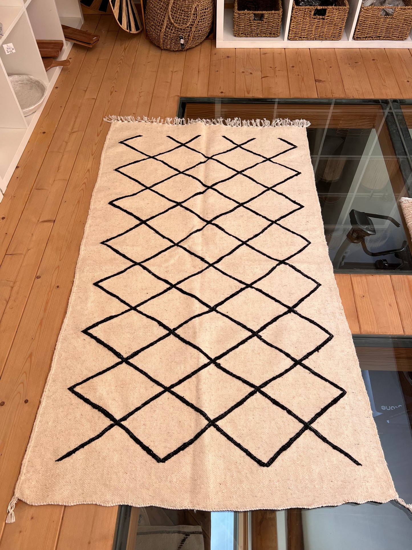 Tapis kilim S crème & noir 96-155cm