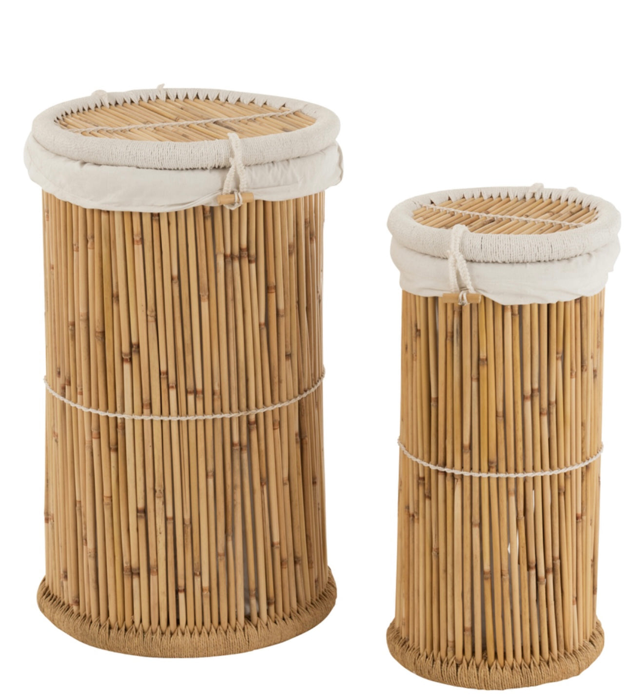 Paniers à linge en bambou avec tissus