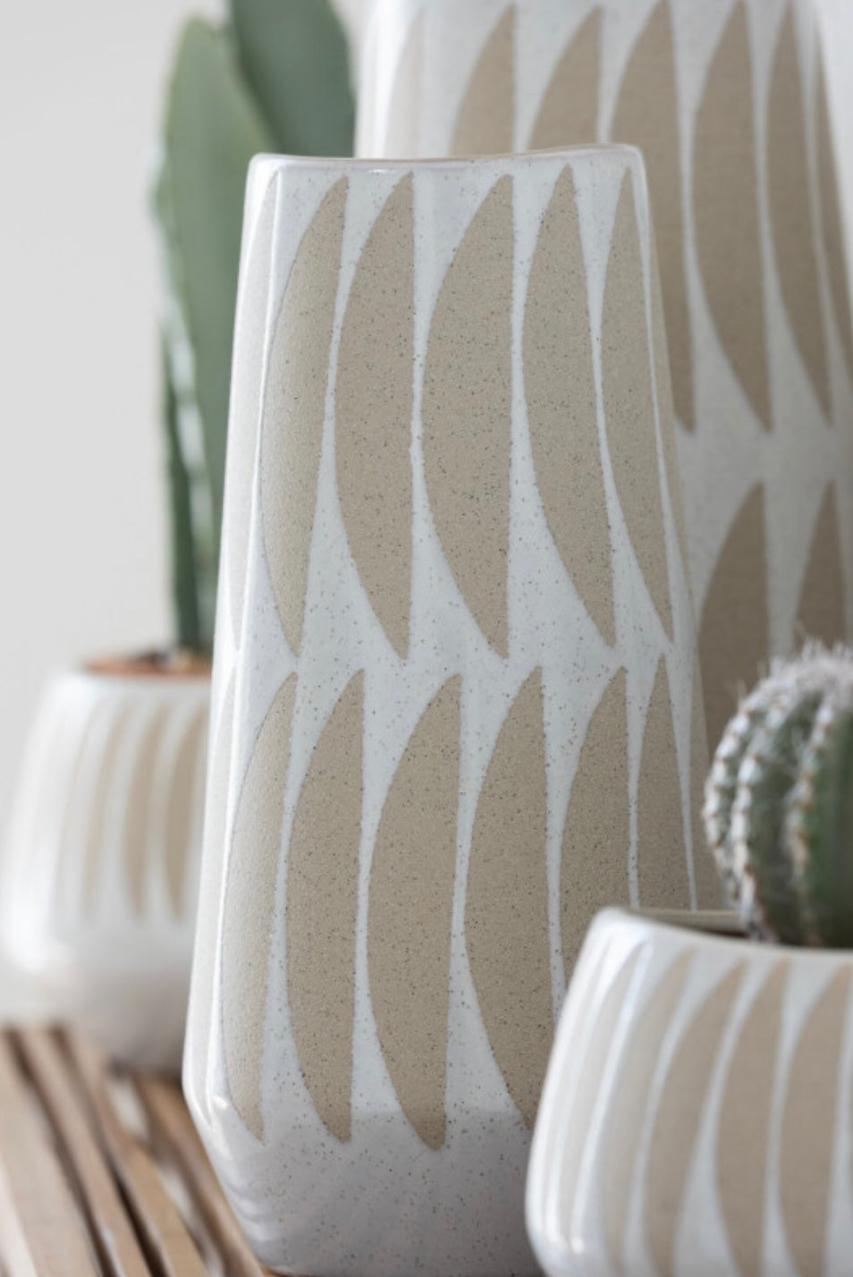 Vase Kai beige & blanc