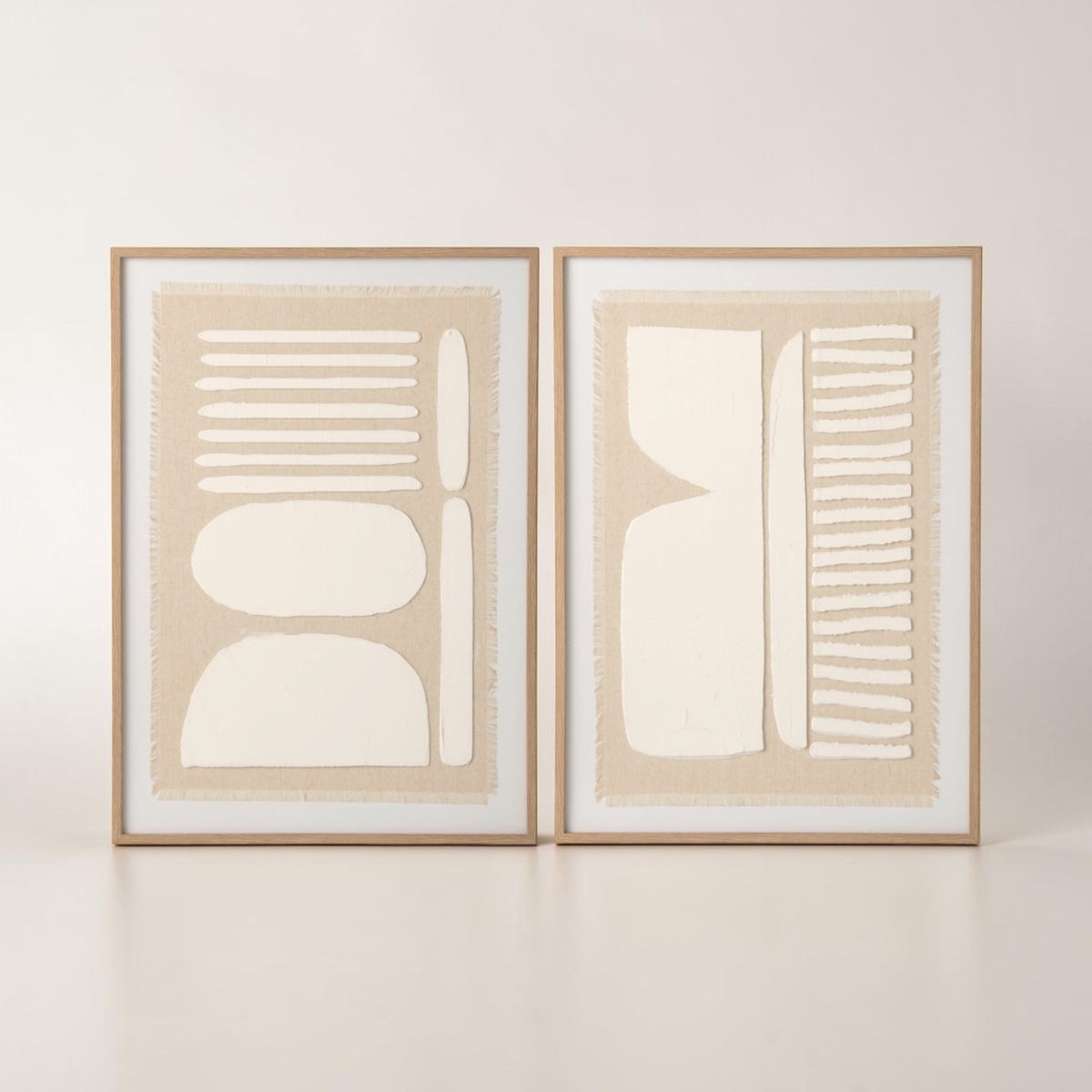 Tableau en toile naturelle et blanc
