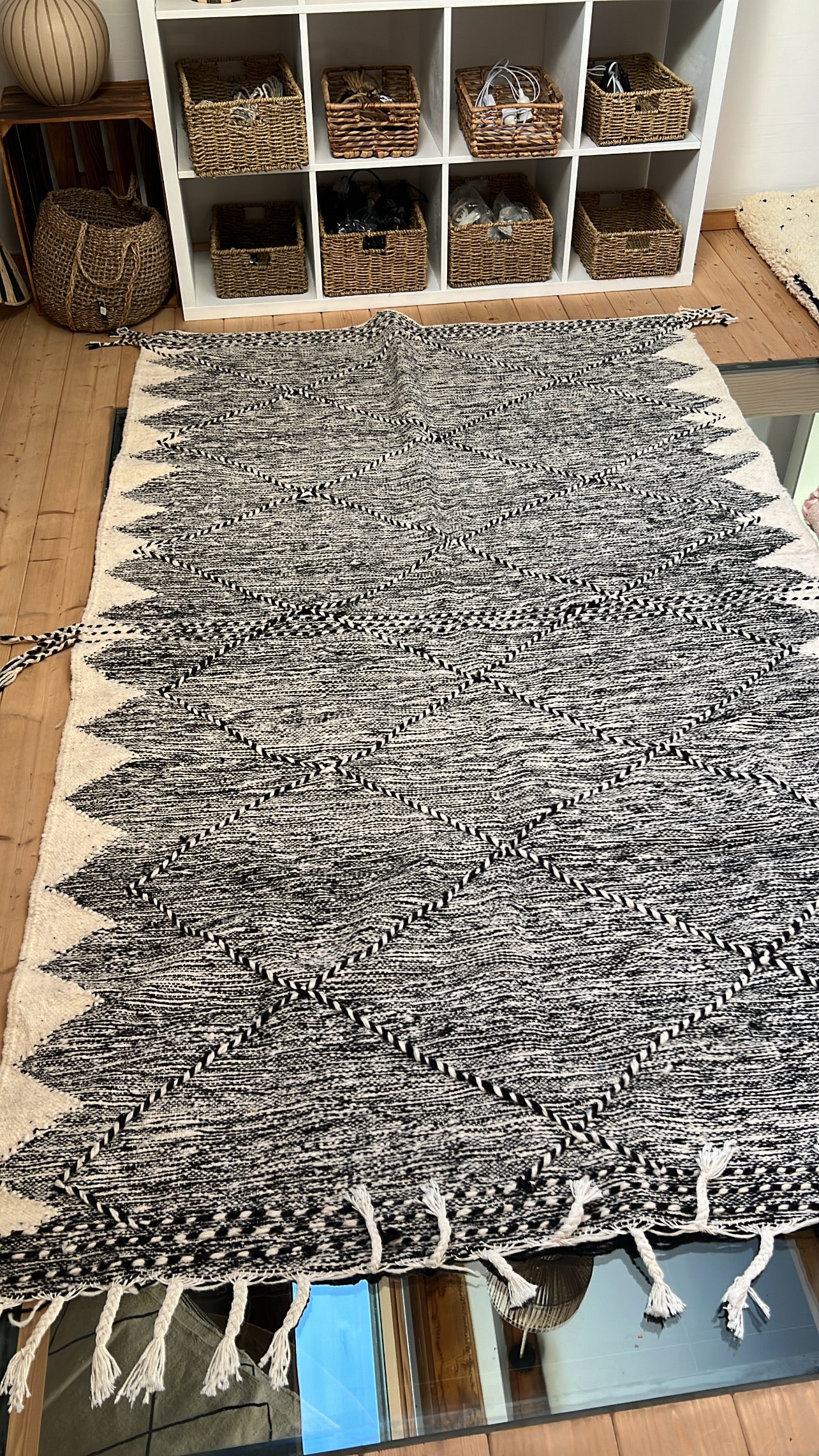 Tapis kilim M noir et blanc 150/255cm