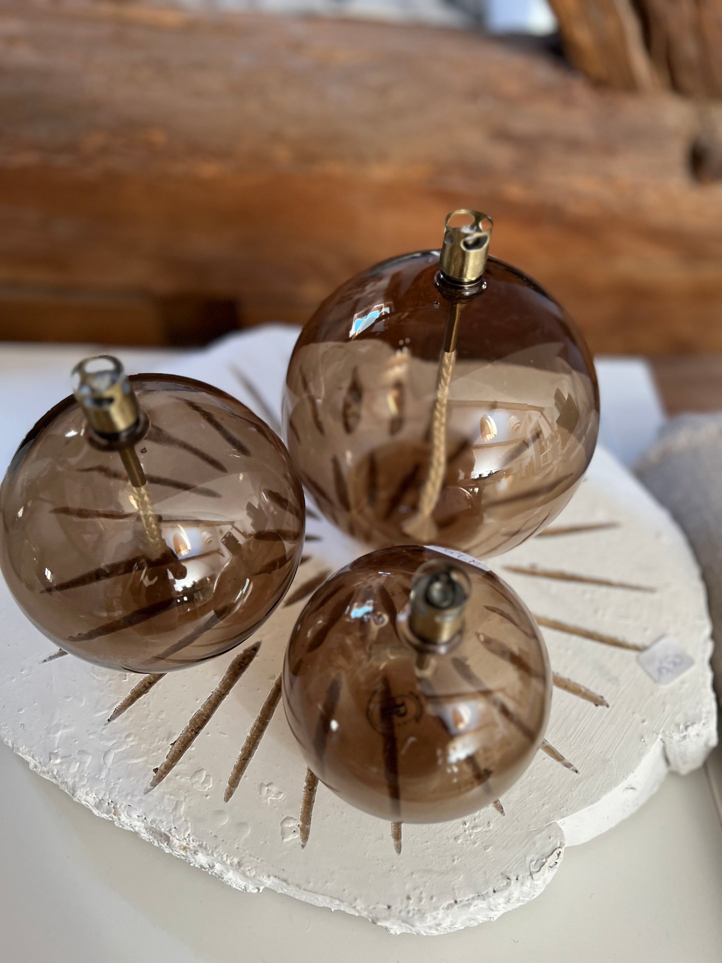 Lampe à huile round champagne