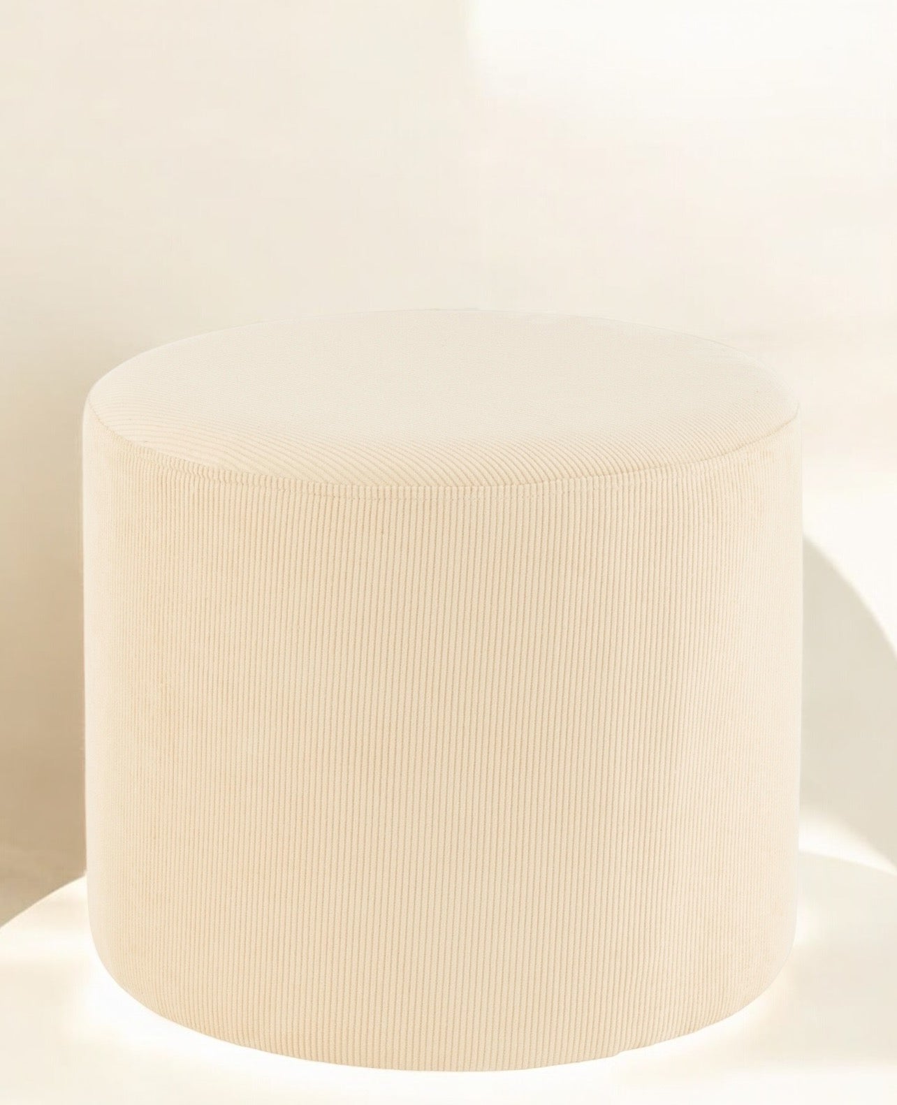 Pouf ligné velours beige