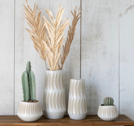 Vase Kai beige & blanc