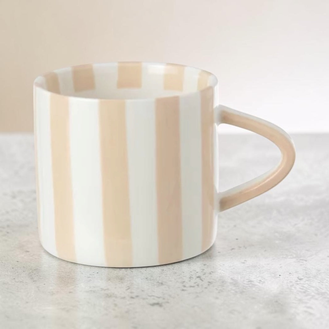 Mug ligné beige & blanc