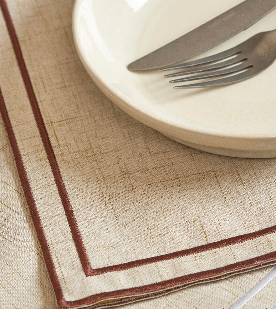 Set de table effet lin beige et marron