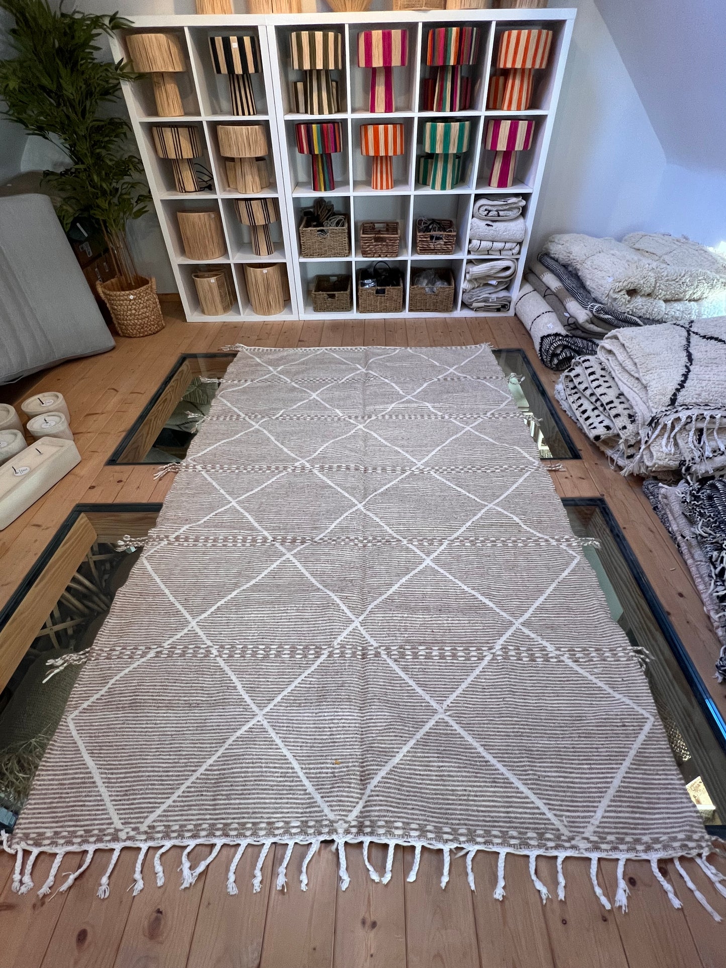 Tapis kilim beige & blanc 153/244 cm