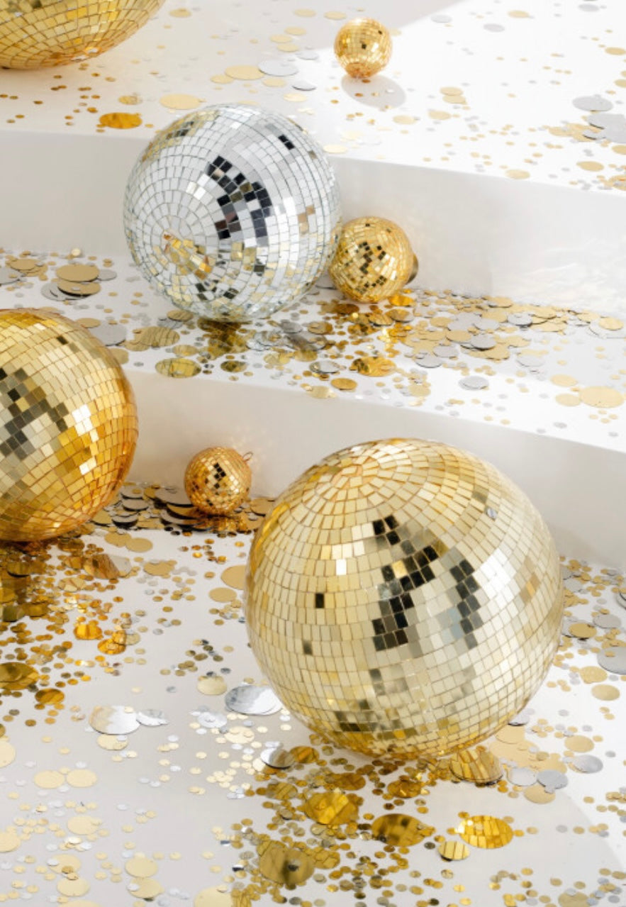 Boule disco dorée (à suspendre ou à poser)