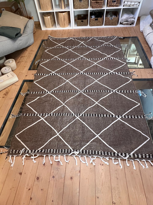 Tapis kilim M taupe & blanc 150/246cm