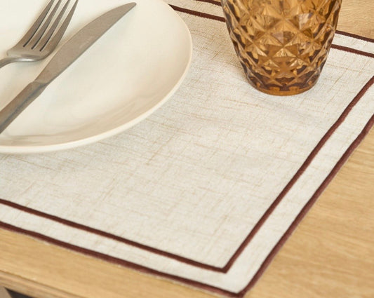 Set de table effet lin beige et marron