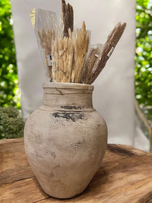 Jarre poterie blanc/beige/gris