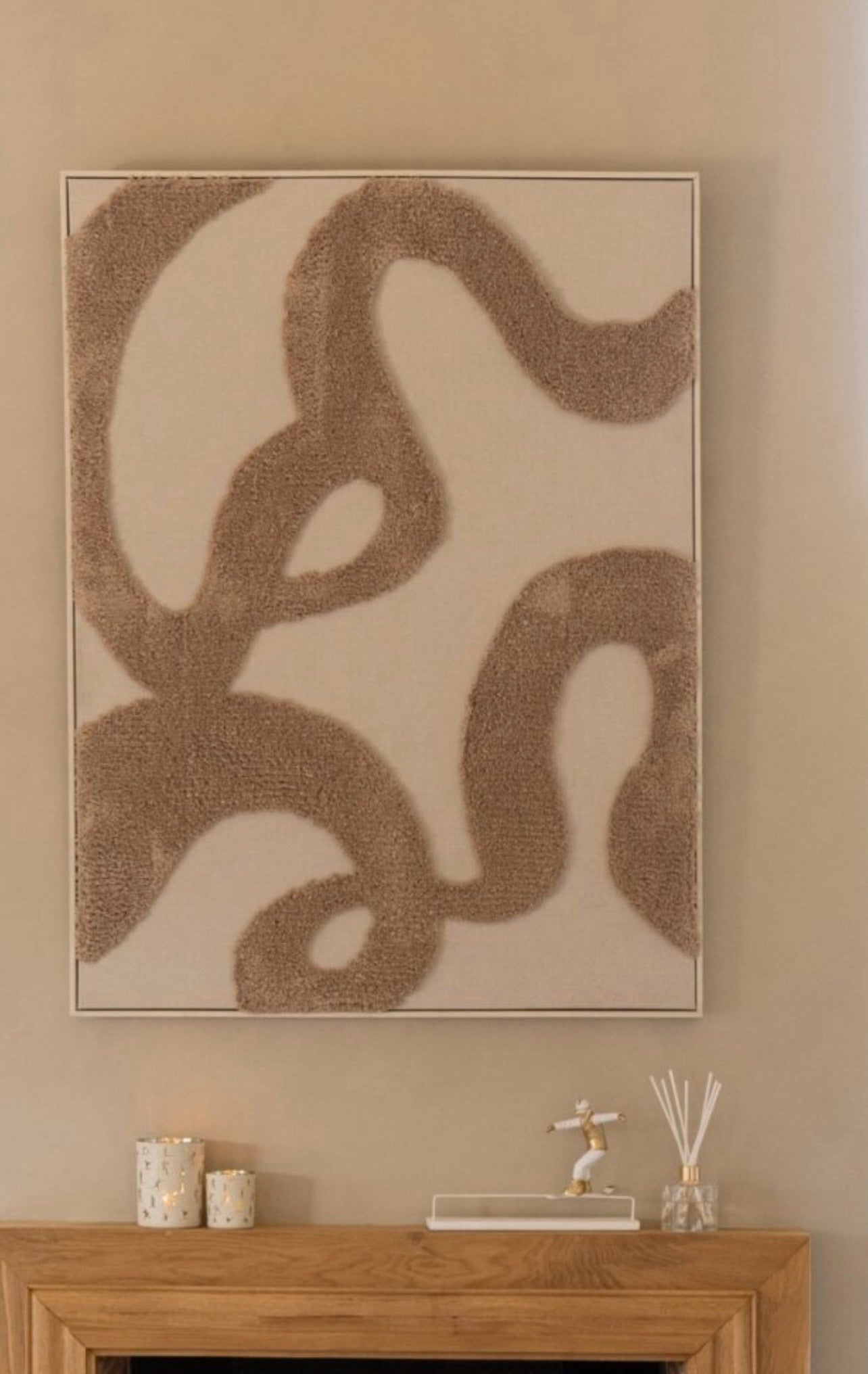 Tableau tufting beige marron