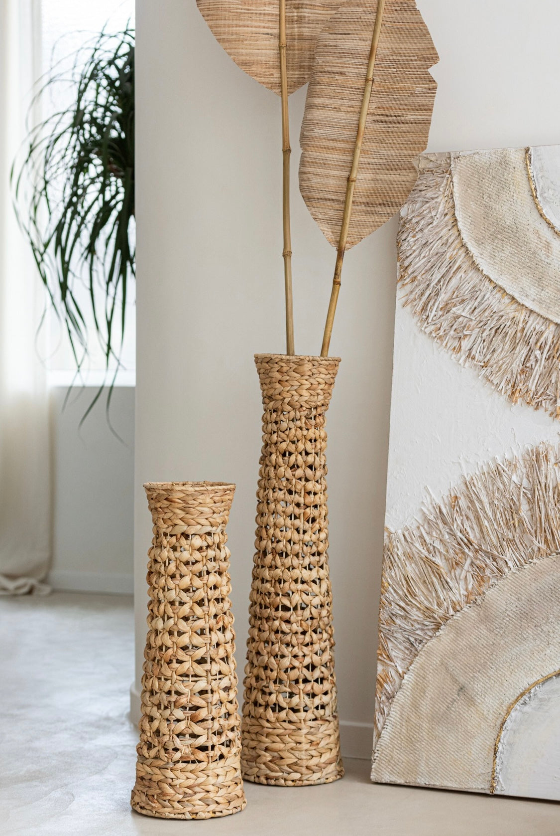 Vases en jonc naturel