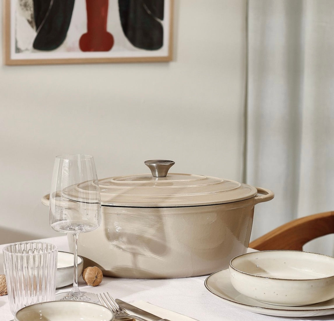 Casserole en fonte beige