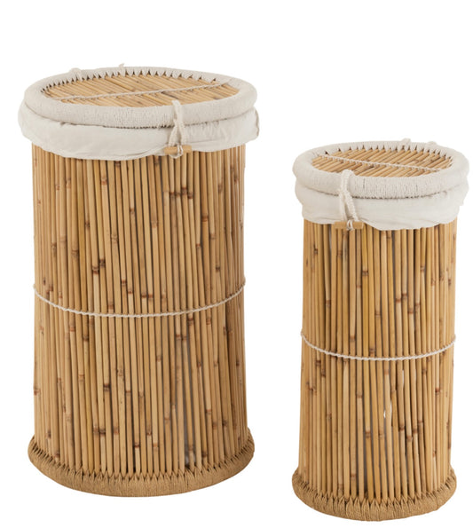 Paniers à linge en bambou avec tissus