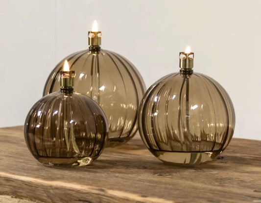 Lampe à huile round élégant champagne