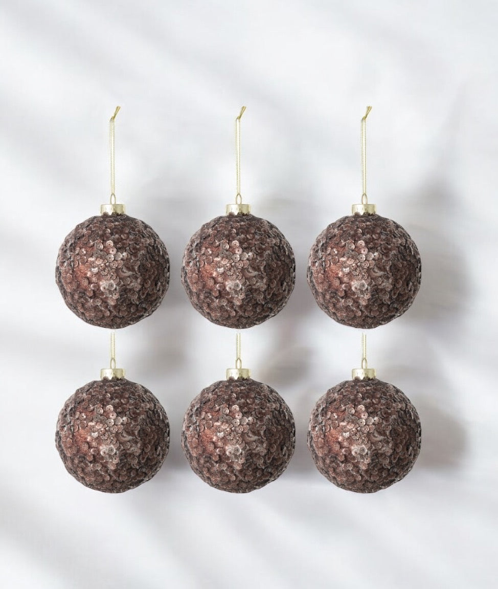 Boule sequins marrons en verre