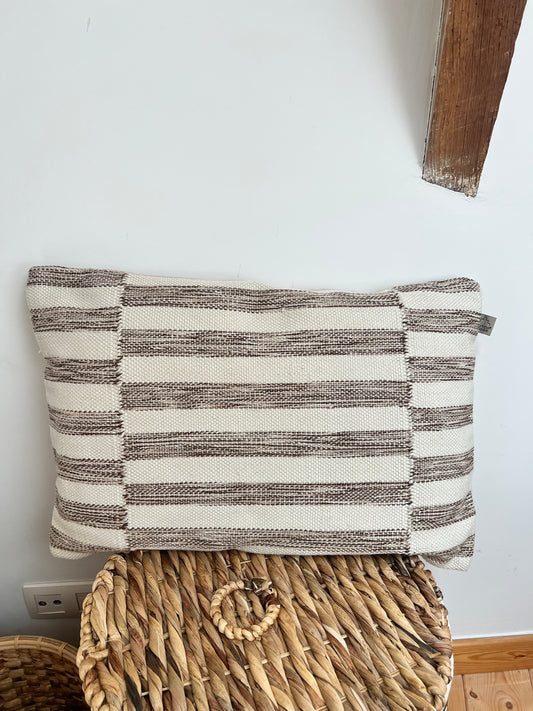 Coussin crème & brun