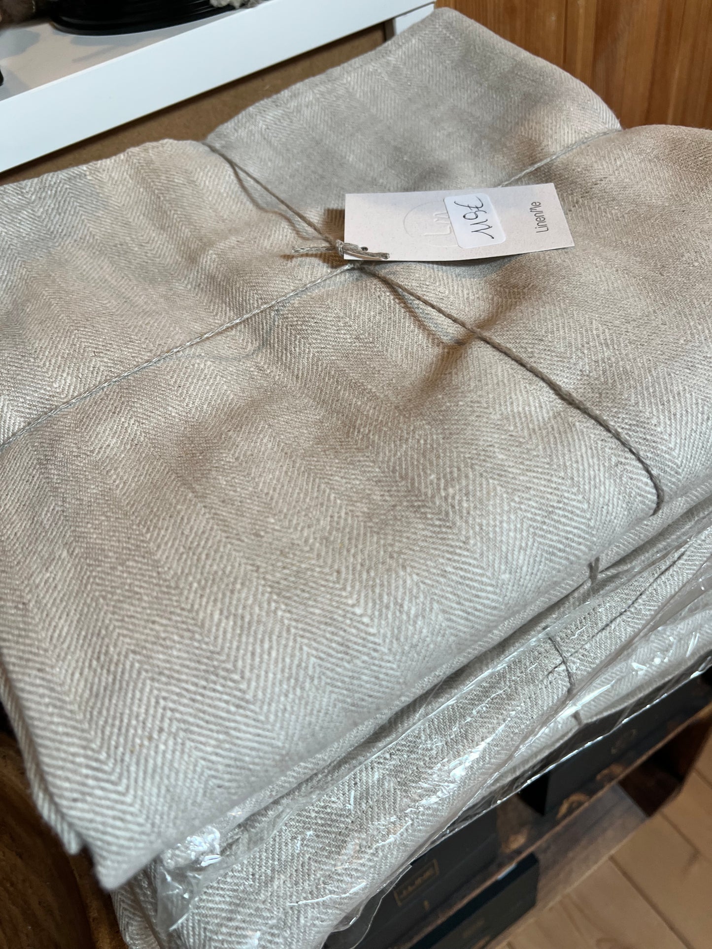 Nappe en lin beige 132/305cm