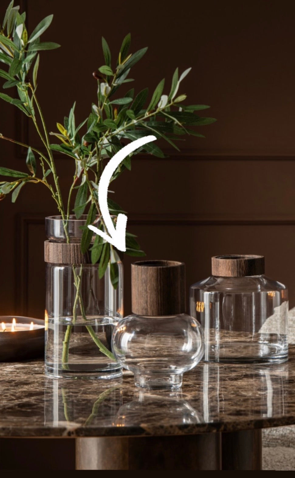 Vase Jim en verre & bois