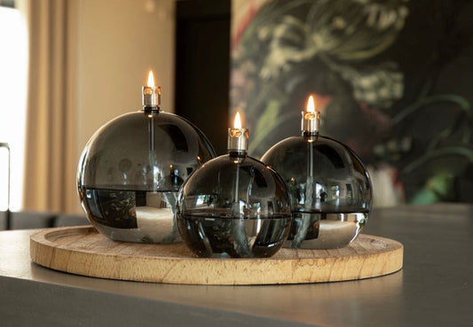 Lampe à huile anthracite round