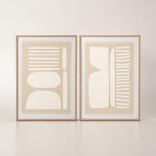 Tableau en toile naturelle et blanc