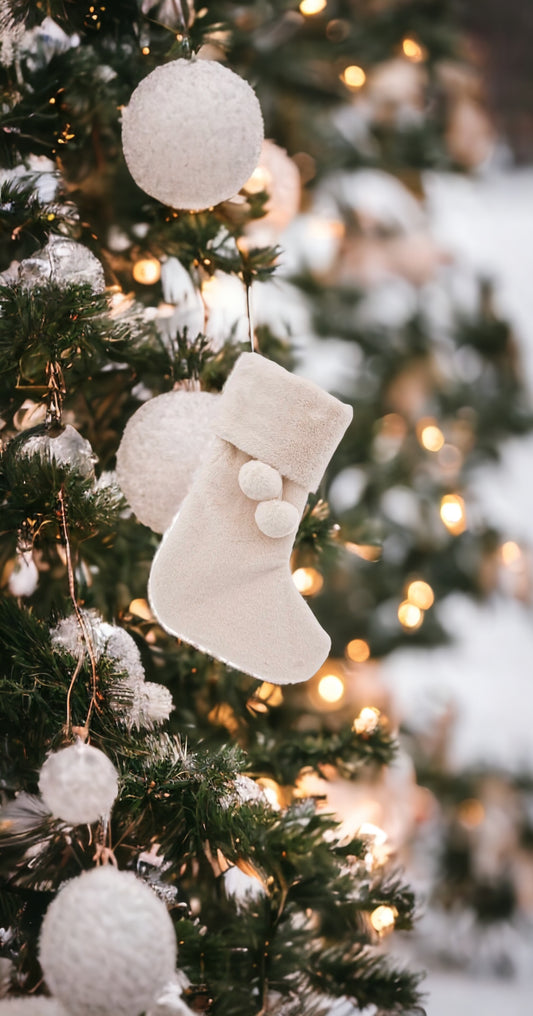 Botte de Noël en fourrure blanc