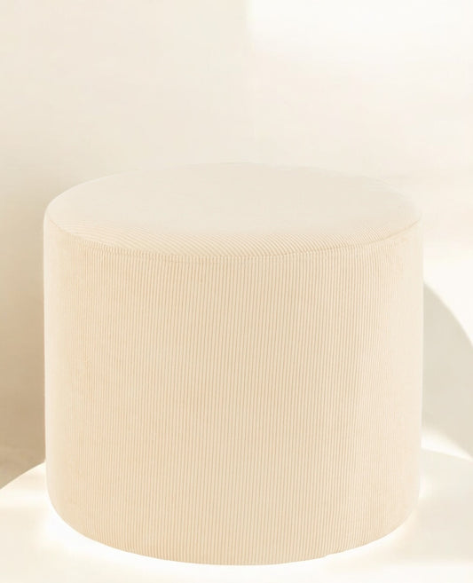 Pouf ligné velours beige