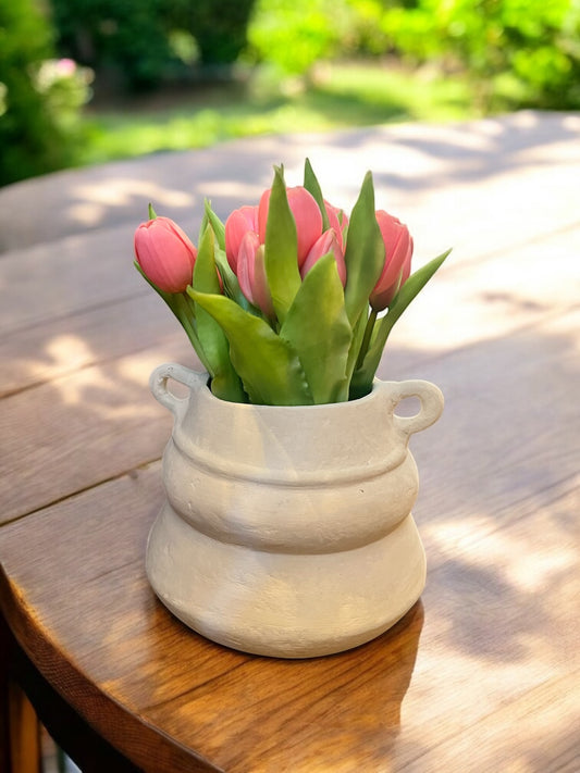Vase en papier mâché crème
