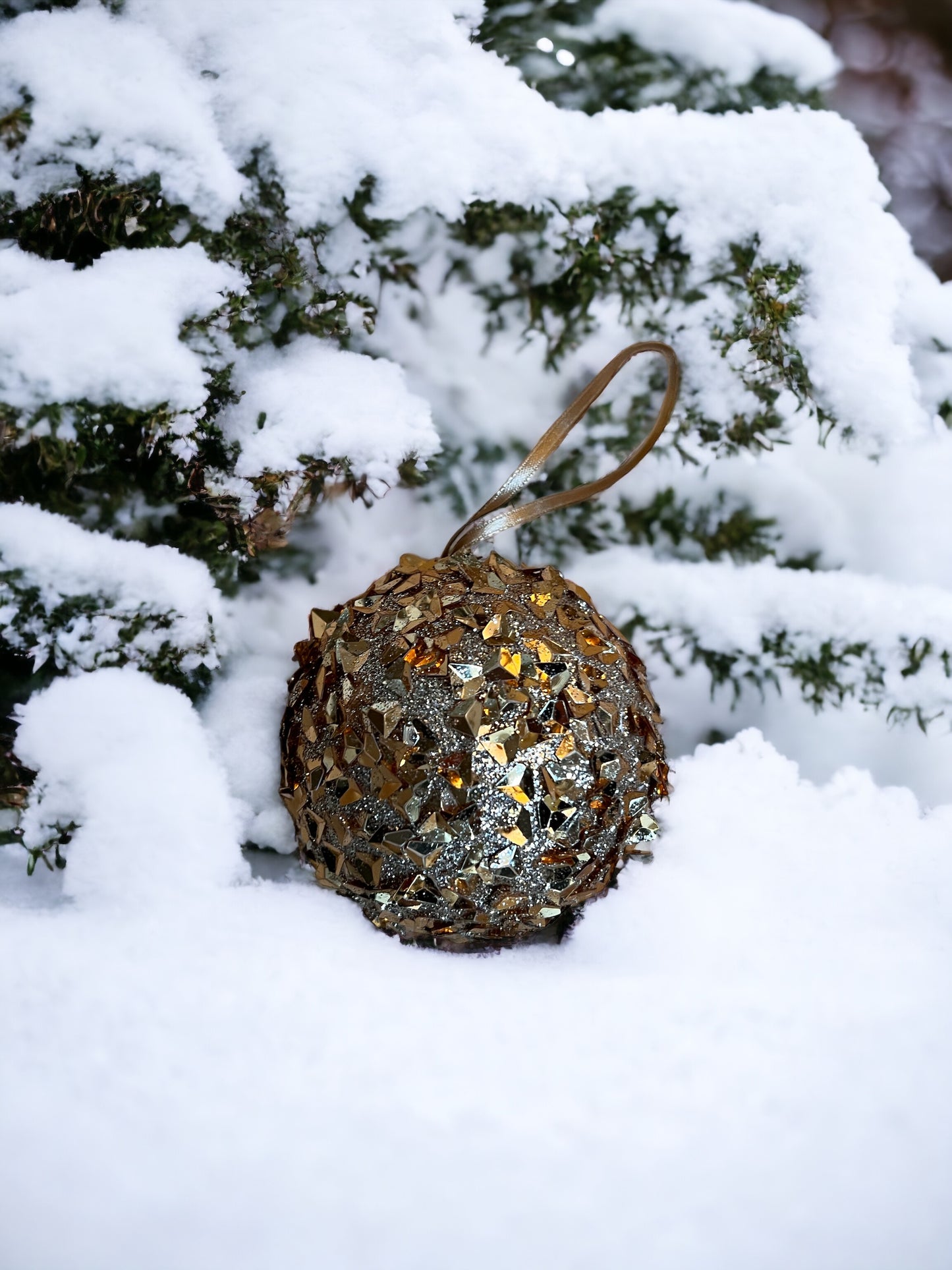 Boule à paillettes dorées